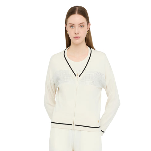 Cardigan Donna in misto viscosa, con scollo a V e full zip